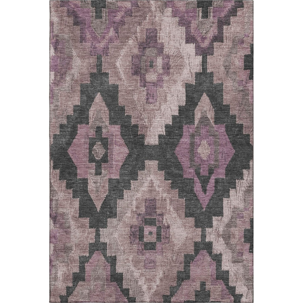 HomeRoots 5' X 8' Blush & Gray Ikat Area Rug - Durable, Washable, UV-Protected, Perfect for Busy Homes! 707211
