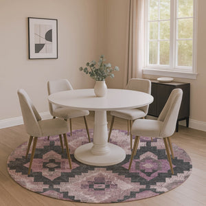 HomeRoots 8' X 10' Blush & Gray Ikat Washable Area Rug - Stylish, Durable, UV Protected for Homes with Pets & Kids 707213