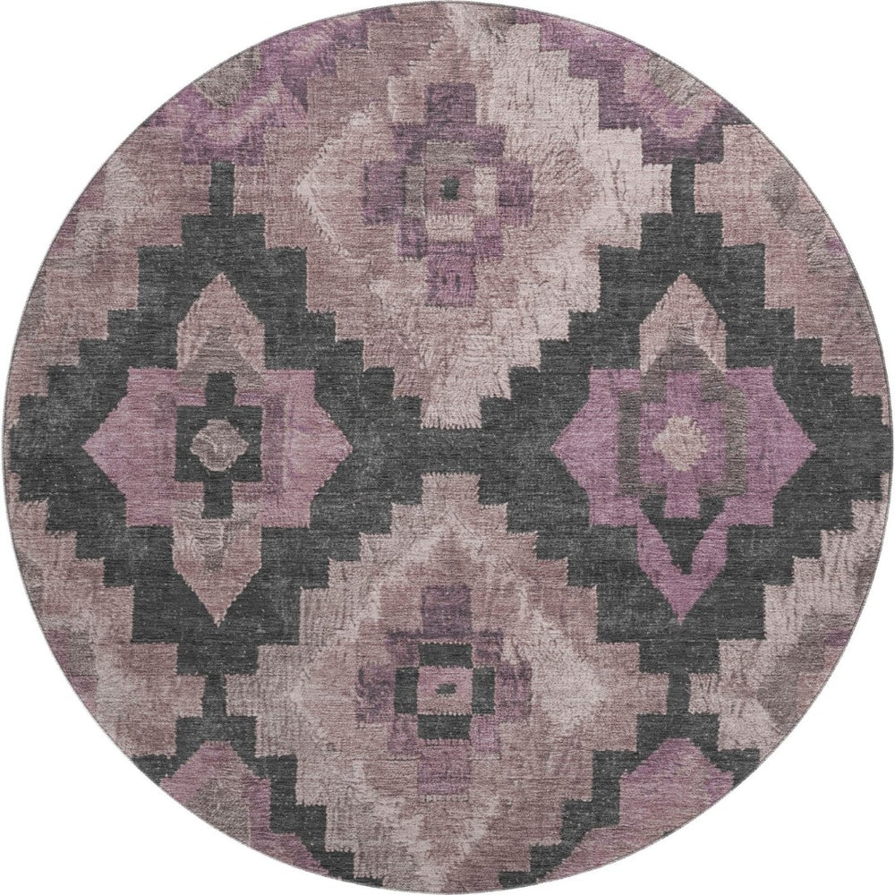 HomeRoots 8' X 10' Blush & Gray Ikat Washable Area Rug - Stylish, Durable, UV Protected for Homes with Pets & Kids 707213