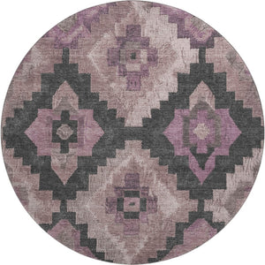 HomeRoots 8' X 10' Blush & Gray Ikat Washable Area Rug - Stylish, Durable, UV Protected for Homes with Pets & Kids 707213