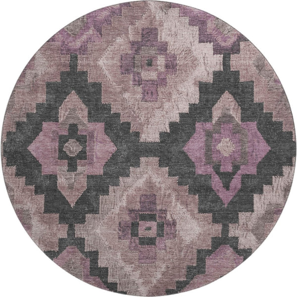 HomeRoots 8' X 10' Blush & Gray Ikat Washable Area Rug - Stylish, Durable, UV Protected for Homes with Pets & Kids 707213