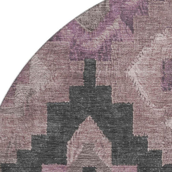 HomeRoots 8' X 10' Blush & Gray Ikat Washable Area Rug - Stylish, Durable, UV Protected for Homes with Pets & Kids 707213