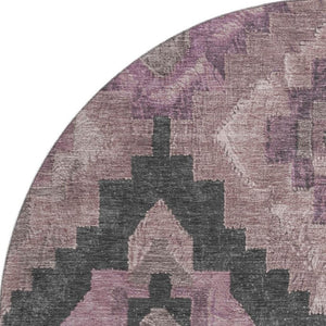 HomeRoots 8' X 10' Blush & Gray Ikat Washable Area Rug - Stylish, Durable, UV Protected for Homes with Pets & Kids 707213