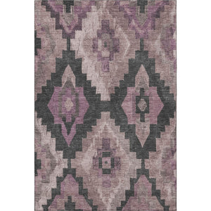HomeRoots 9' X 12' Blush & Gray Ikat Washable Area Rug - Stain-Resistant, UV Protected, Modern Style for Homes 707214