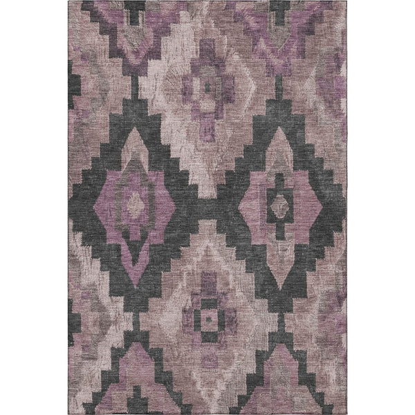 HomeRoots 9' X 12' Blush & Gray Ikat Washable Area Rug - Stain-Resistant, UV Protected, Modern Style for Homes 707214