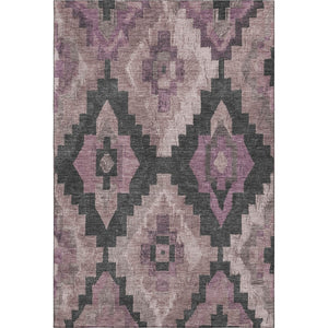 HomeRoots 10' X 14' Blush and Gray Ikat Area Rug - Stylish, Washable, UV-Protected, Kid & Pet Friendly Design 707215