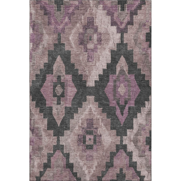 HomeRoots 10' X 14' Blush and Gray Ikat Area Rug - Stylish, Washable, UV-Protected, Kid & Pet Friendly Design 707215