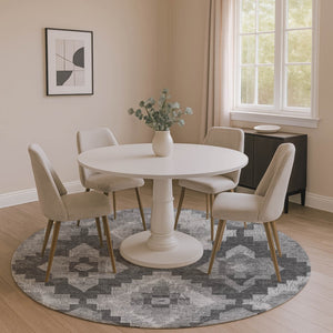 HomeRoots 8' X 10' Gray and Silver Ikat Washable Area Rug - Durable, Stylish, UV Protection for Busy Homes! 707225