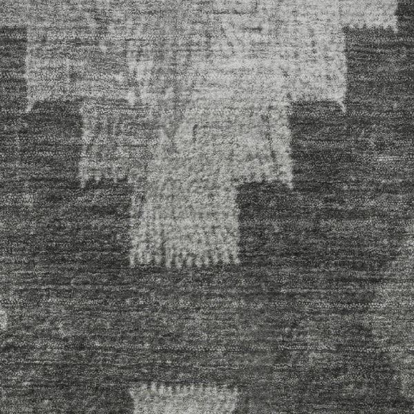HomeRoots 8' X 10' Gray and Silver Ikat Washable Area Rug - Durable, Stylish, UV Protection for Busy Homes! 707225