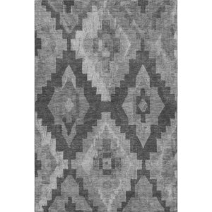 HomeRoots 9' X 12' Gray & Silver Ikat Area Rug – Washable, Stain Resistant with UV Protection for Durability 707226