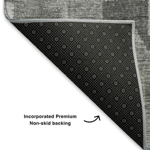 HomeRoots 10' Gray and Silver Ikat Area Rug – Washable, UV-Protected, Soft Polyester for Stylish Living Spaces 707227