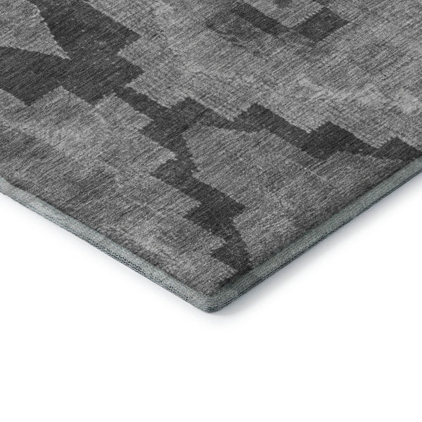 HomeRoots 10' Gray and Silver Ikat Area Rug – Washable, UV-Protected, Soft Polyester for Stylish Living Spaces 707227