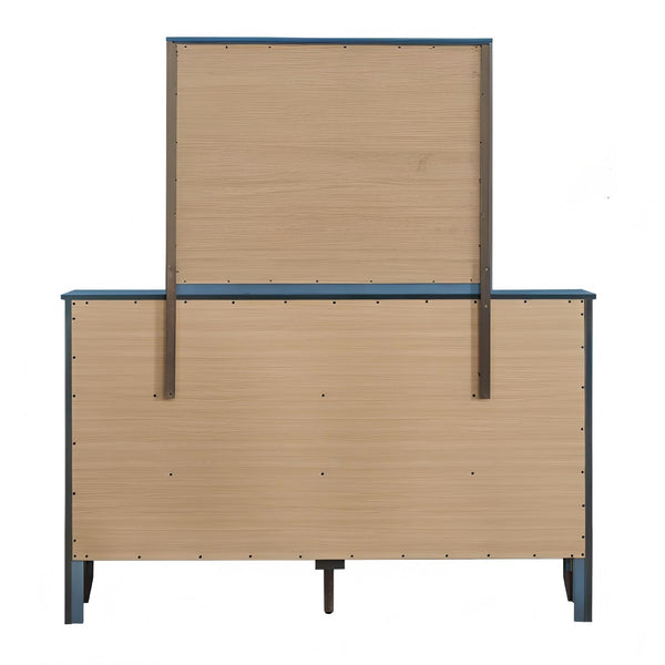 English Elm Daniel Assembled 5-Drawer Chest with English Dovetail Drawers, Metal Hardware & Solid Wood Frame Teal 62 L x 40 W x 19 H B078P400753