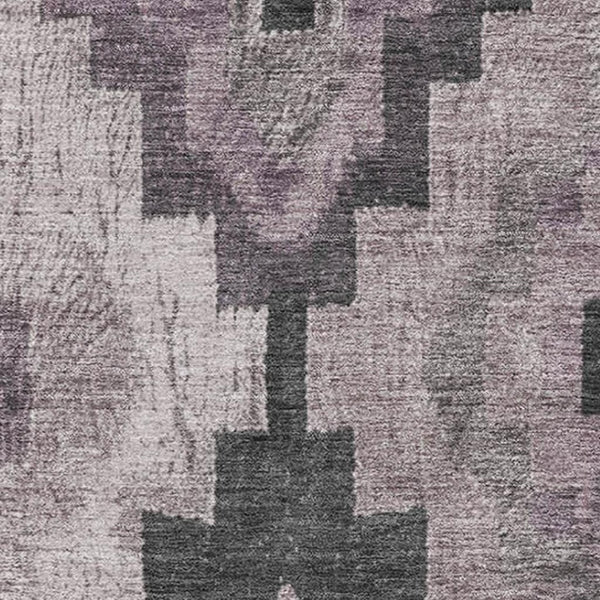 HomeRoots 5' X 8' Stylish Lavender & Gray Ikat Area Rug - Washable, UV Resistant, Perfect for Indoor & Outdoor Spaces! 707229