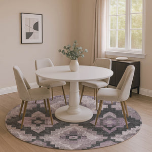 HomeRoots 8' X 10' Ikat Area Rug in Lavender & Gray - Washable, UV-Protected, Stain-Resistant & Stylish Design 707231