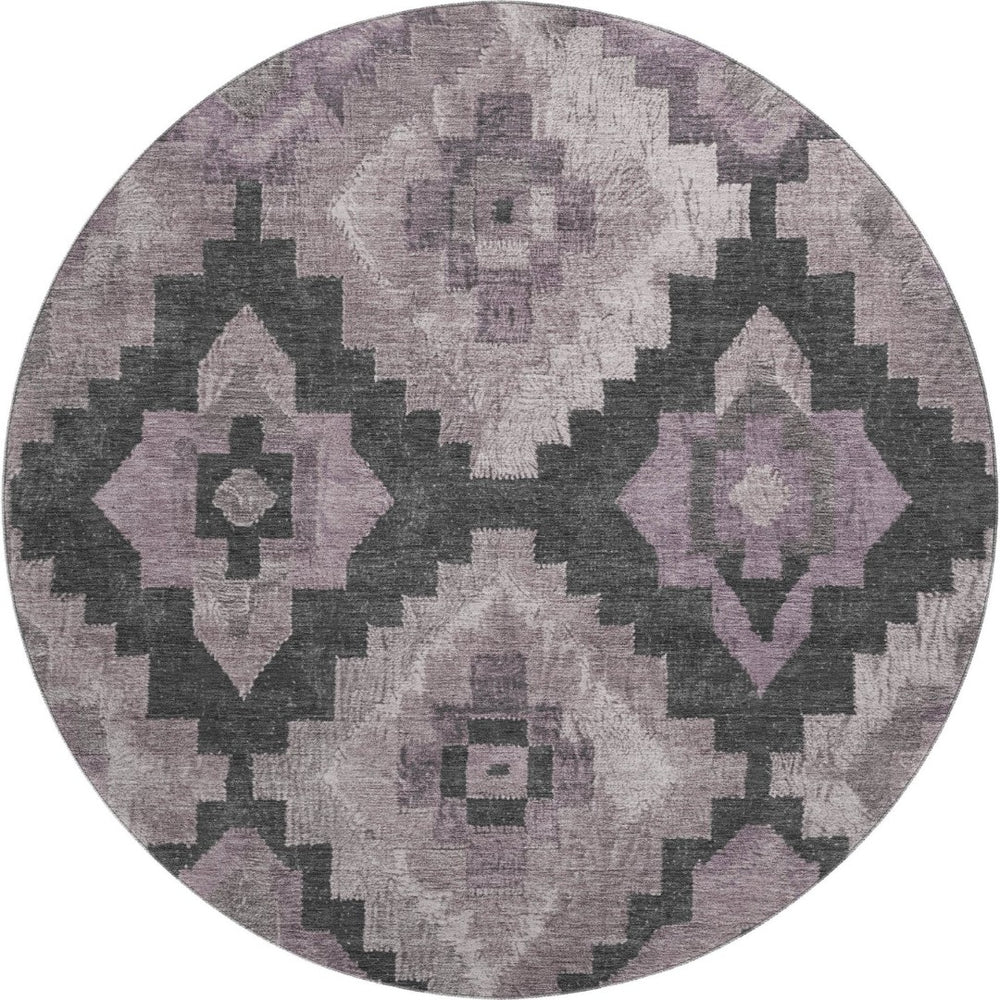 HomeRoots 8' X 10' Ikat Area Rug in Lavender & Gray - Washable, UV-Protected, Stain-Resistant & Stylish Design 707231