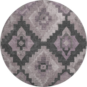 HomeRoots 8' X 10' Ikat Area Rug in Lavender & Gray - Washable, UV-Protected, Stain-Resistant & Stylish Design 707231