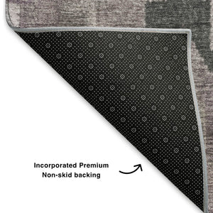 HomeRoots 8' X 10' Ikat Area Rug in Lavender & Gray - Washable, UV-Protected, Stain-Resistant & Stylish Design 707231