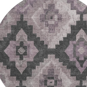 HomeRoots 8' X 10' Ikat Area Rug in Lavender & Gray - Washable, UV-Protected, Stain-Resistant & Stylish Design 707231
