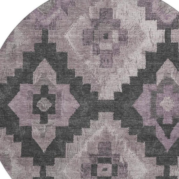 HomeRoots 8' X 10' Ikat Area Rug in Lavender & Gray - Washable, UV-Protected, Stain-Resistant & Stylish Design 707231