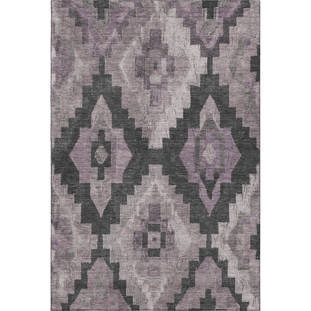 HomeRoots 9' X 12' Stylish Lavender & Gray Ikat Washable Area Rug with UV Protection for High-Traffic Spaces 707232