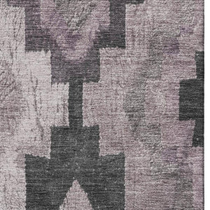 HomeRoots 9' X 12' Stylish Lavender & Gray Ikat Washable Area Rug with UV Protection for High-Traffic Spaces 707232