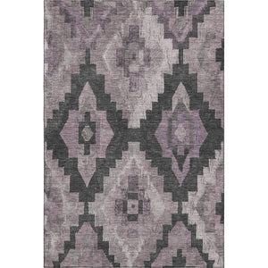 HomeRoots 10' X 14' Stylish Lavender and Gray Ikat Area Rug – Washable, UV Protected, Perfect for Any Space! 707233