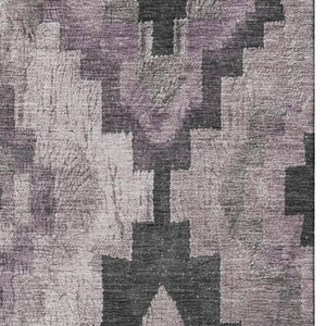 HomeRoots 10' X 14' Stylish Lavender and Gray Ikat Area Rug – Washable, UV Protected, Perfect for Any Space! 707233