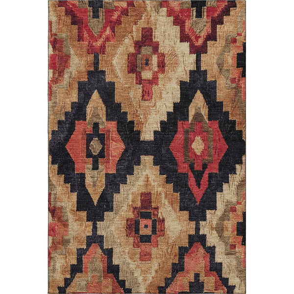 HomeRoots 5' X 8' Stylish Rust Beige Charcoal Ikat Area Rug - Durable, Washable, UV-Protected & Non-Slip 707235
