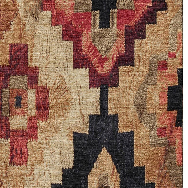 HomeRoots 5' X 8' Stylish Rust Beige Charcoal Ikat Area Rug - Durable, Washable, UV-Protected & Non-Slip 707235