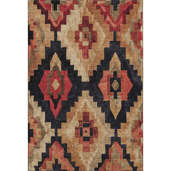 HomeRoots 5' X 8' Stylish Rust Beige Charcoal Ikat Area Rug - Durable, Washable, UV-Protected & Non-Slip 707235