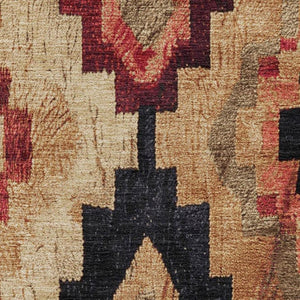 HomeRoots 8' Washable Rust Beige and Charcoal Ikat Round Rug with UV Protection - Stylish, Durable, Ideal for Homes 707236