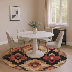 HomeRoots 8' X 10' Chic Rust Beige Ikat Area Rug - Washable, UV-Protected, Stain-Resistant, Perfect for Homes! 707237