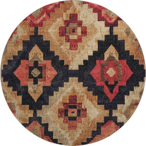 HomeRoots 8' X 10' Chic Rust Beige Ikat Area Rug - Washable, UV-Protected, Stain-Resistant, Perfect for Homes! 707237