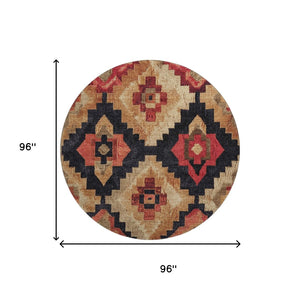 HomeRoots 8' X 10' Chic Rust Beige Ikat Area Rug - Washable, UV-Protected, Stain-Resistant, Perfect for Homes! 707237