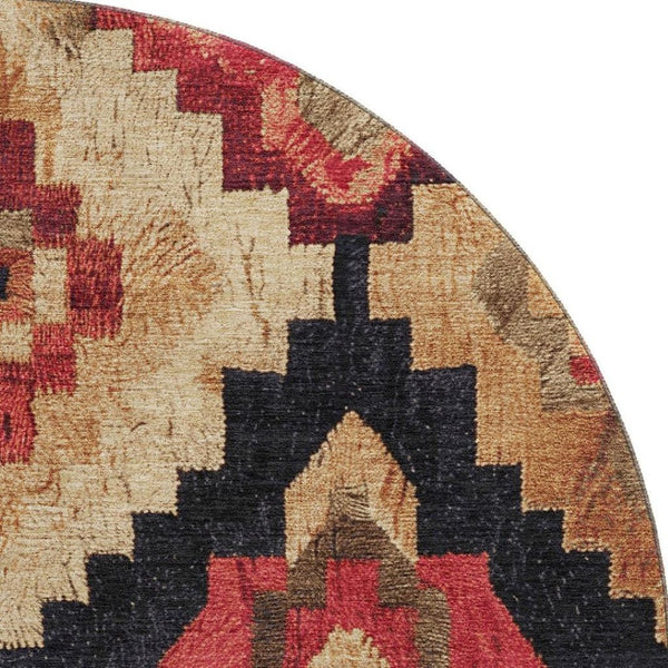 HomeRoots 8' X 10' Chic Rust Beige Ikat Area Rug - Washable, UV-Protected, Stain-Resistant, Perfect for Homes! 707237