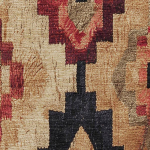 HomeRoots 9' X 12' Washable Ikat Area Rug in Rust Beige & Charcoal - Durable, UV Protected & Stylish! 707238