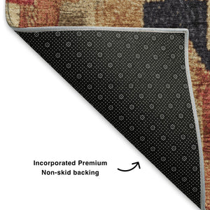 HomeRoots 10' X 14' Ikat Area Rug in Rust, Beige & Charcoal - Washable, UV Protected, Durable & Stylish! 707239