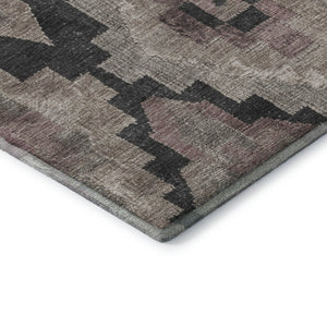 HomeRoots 8' X 10' Stylish Taupe & Charcoal Ikat Area Rug - Washable, Stain Resistant, UV Protected Design 707249
