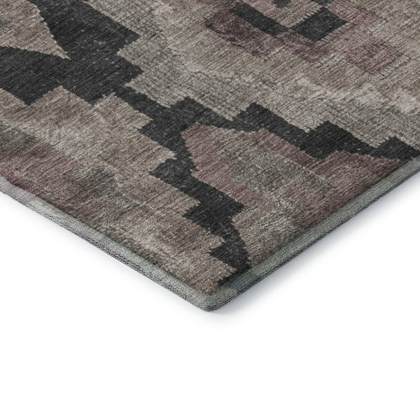 HomeRoots 8' X 10' Stylish Taupe & Charcoal Ikat Area Rug - Washable, Stain Resistant, UV Protected Design 707249