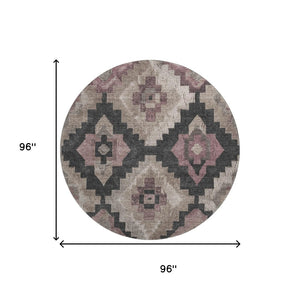 HomeRoots 8' X 10' Stylish Taupe & Charcoal Ikat Area Rug - Washable, Stain Resistant, UV Protected Design 707249