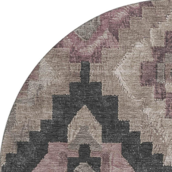 HomeRoots 8' X 10' Stylish Taupe & Charcoal Ikat Area Rug - Washable, Stain Resistant, UV Protected Design 707249