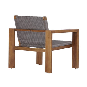 English Elm Outdoor Acacia Wood Patio Club Chairs Set of 2 with Wicker Backrest Teak Finish N772P384650T