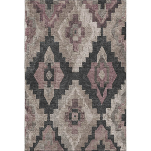HomeRoots 9' X 12' Taupe and Charcoal Ikat Washable Area Rug - UV Protected, Stain Resistant, Perfect for Homes 707250