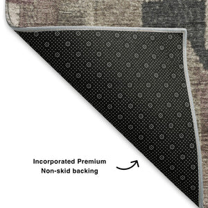 HomeRoots 9' X 12' Taupe and Charcoal Ikat Washable Area Rug - UV Protected, Stain Resistant, Perfect for Homes 707250