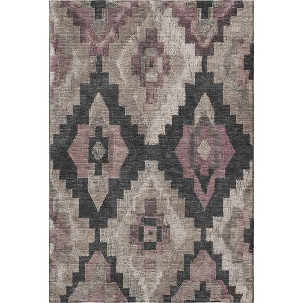 HomeRoots 10' X 14' Stylish Taupe & Charcoal Ikat Area Rug - Washable, UV Protected, Perfect for High-Traffic Spaces 707251