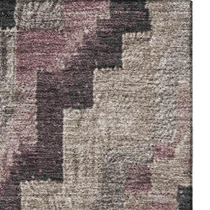 HomeRoots 10' X 14' Stylish Taupe & Charcoal Ikat Area Rug - Washable, UV Protected, Perfect for High-Traffic Spaces 707251