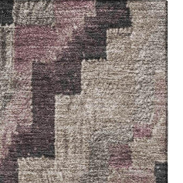 HomeRoots 10' X 14' Stylish Taupe & Charcoal Ikat Area Rug - Washable, UV Protected, Perfect for High-Traffic Spaces 707251
