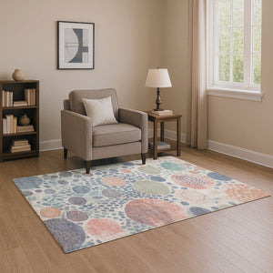 HomeRoots 9' X 12' Denim Blue Geometric Area Rug - Stylish, Washable, UV-Protected & Kid-Friendly Design 707256