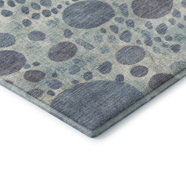HomeRoots 9' X 12' Denim Blue Geometric Area Rug - Stylish, Washable, UV-Protected & Kid-Friendly Design 707256